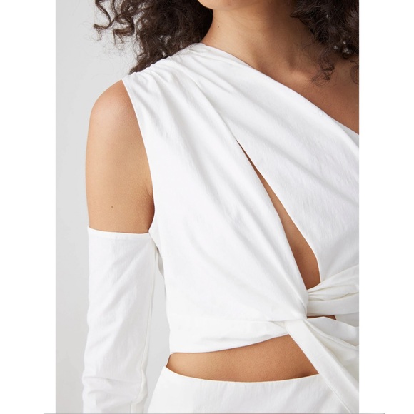 ATOIR WHITE CUT OUT TWIST FRONT ONE SHOULDER STAY WITH YOU DRESS - Picture 5 of 12